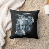フェイスレス – テクノゴシックストリートウェアデザイン クッション (ブランケット)