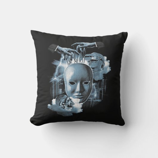 フェイスレス – テクノゴシックストリートウェアデザイン クッション (正面)
