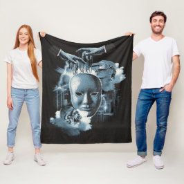 フェイスレス – テクノゴシックストリートウェアデザイン フリースブランケット