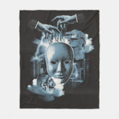 フェイスレス – テクノゴシックストリートウェアデザイン フリースブランケット (正面)