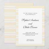フェイディドイエローとホワイトのストライプのモダンウェディング 招待状 (正面/裏面)