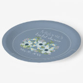 フェイデッド デニム ブルー フラワー センターピース ペーパープレート (アングル)