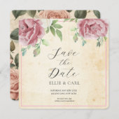 フェイデッド・ローズ・ウェディング セーブザデート (正面/裏面)