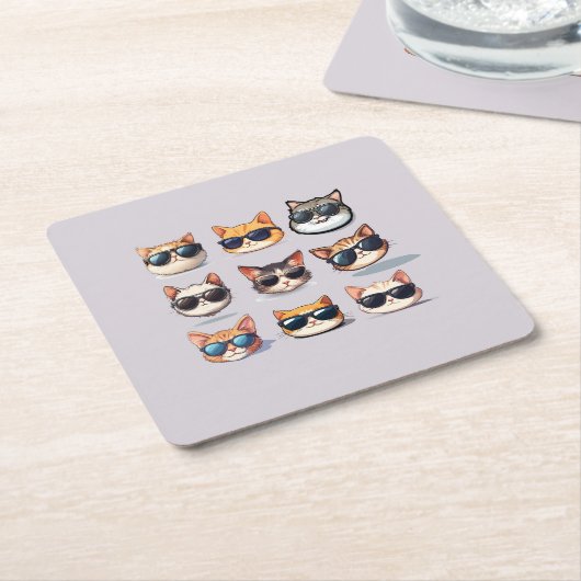 フェイネコフレンジー – ネコテーマ紙コースター スクエアペーパーコースター (アングル)