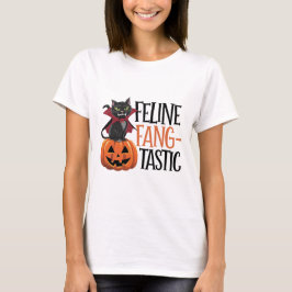 フェイネファンタスティックハロウィーンヴァンパイアキャットデザイン Tシャツ
