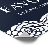 フェイバー.海軍モダンの花。ブルーフローラ結婚ズ ポスター (角)