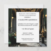 フェイブアールデコルームエスニックウーマングリーン金ゴールド 招待状 (裏面)