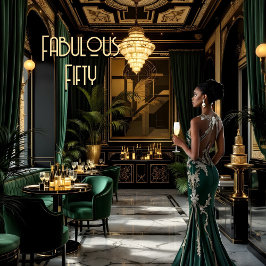 フェイブアールデコルームエスニックウーマングリーン金ゴールド 招待状