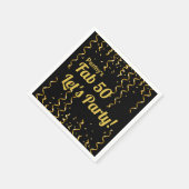 フェイブブラック&金ゴールドリボン50thバースデーパーティー スタンダードカクテルナプキン (角)