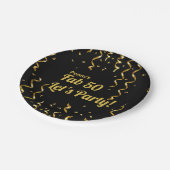 フェイブブラック&金ゴールドリボン50thバースデーパーティー ペーパープレート (アングル)