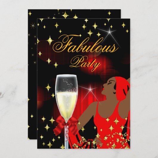 フェイブルーズレッドグリッターディババースデーパーティー2 招待状 (正面/裏面)