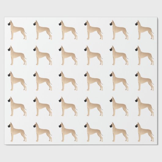 フェイムグレートダーンドッグブリードイラストレーションシルエット ラッピングペーパー (フラット)