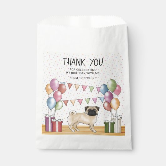 フェイムプグドッグカラフルパステル誕生日サンキュー フェイバーバッグ (正面)