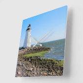 フェイヤーウェザーアイランドライトハウスコネティカット スクエア壁時計 (傾斜)