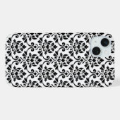 フェイユダマスクパターン黒（白） iPhoneケース (裏面横)