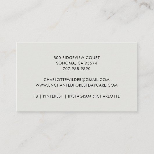 フェイ絵を描アー子供保育園名刺 名刺 (裏面)