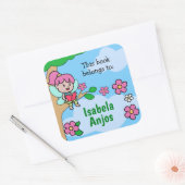 フェイ読リーの本/かわいい本ラベル子供へ スクエアシール (封筒)