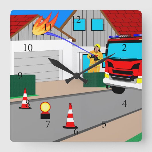 フェウエルヴァーマンレーシュトガージェンブランドクアドラチェワン スクエア壁時計 (正面)