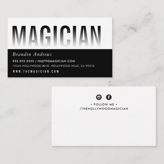 フェグラデーションード方位モダン文字ミニマルはっきりした黒 名刺 (正面/裏面)