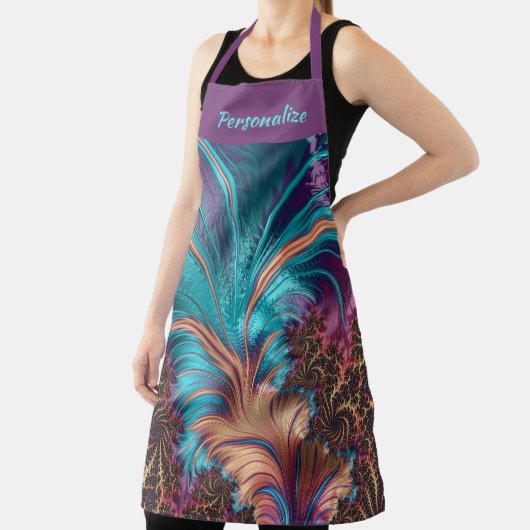フェザエレガントーズパープルティール（緑がかった色）抽象芸術 エプロン (インサイチュ)