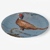 フェザントブルーウォーターフォト ペーパープレート (アングル)