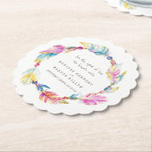 フェザーとビーズリースボホ結婚のコースター ペーパーコースター (アングル)