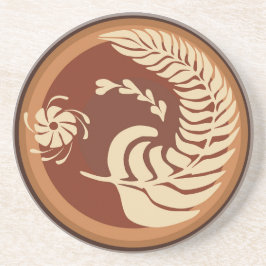 フェザーとフラワーラテデザインコースター コースター