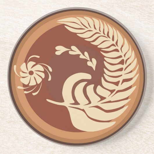 フェザーとフラワーラテデザインコースター コースター (正面)
