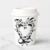 フェザーとブラックパールのハート形状 紙コップ (裏面)