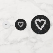 フェザーとブラックパールハート形状テーブル紙吹雪 コンフェッティ (裏面)