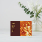 フェザーと金ゴールドオレンジ、ブラウンのロマンチックな天使 名刺 (スタンド正面)
