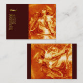 フェザーと金ゴールドオレンジ、ブラウンのロマンチックな天使 名刺 (正面/裏面)