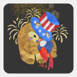 フェザーの四角いステッカーの鳥 スクエアシール