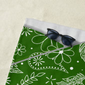 フェザーアートドードルグリーンbohoバレーボール ビーチタオル (インサイチュ)