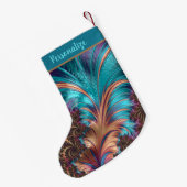 フェザーエレガント金ゴールド薄紫クリスマスホリデー スモールクリスマスストッキング (裏面 (吊り時))