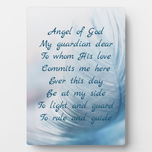 フェザーエンジェルオブゴッドクリスチャン祈りの言葉 フォトプラーク (正面)