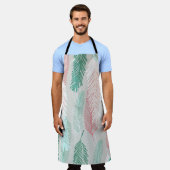 フェザーカラフルエプロン – Boho Summer Kitchen エプロン (着用した状態)
