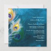 フェザーカラフルピーコックテーマ結婚式招待状 招待状 (正面)