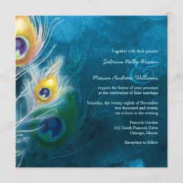 フェザーカラフルピーコックテーマ結婚式招待状 招待状