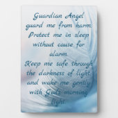 フェザーガーディアンエンジェルクリスチャンベッドタイム祈りの言葉 フォトプラーク (正面)