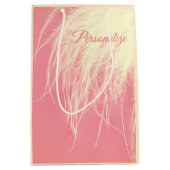 フェザークリームとピンクかわいい ミディアムペーパーバッグ (正面)