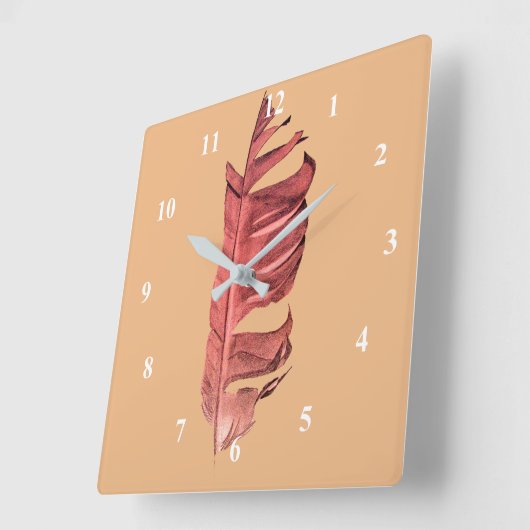 フェザースケッチア素晴らしートオリジナルイラストレーション スクエア壁時計 (傾斜)