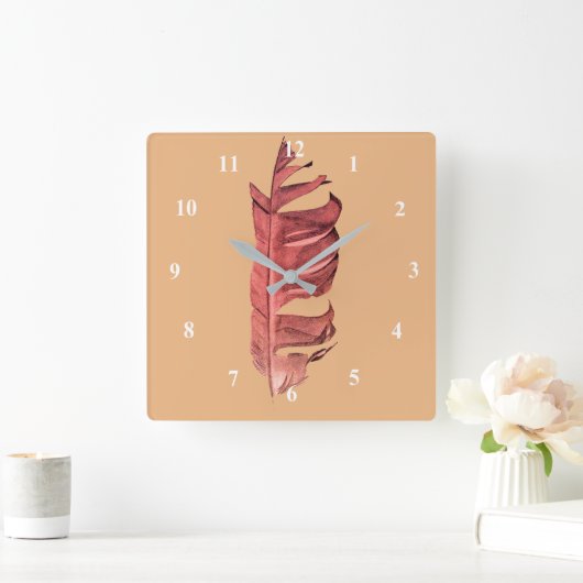 フェザースケッチア素晴らしートオリジナルイラストレーション スクエア壁時計 (ホーム)