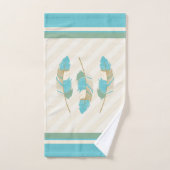 フェザーズインクリーム、ティール(緑がかった色)、グリーン バスタオルセット (ハンドタオル)