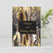 フェザーズブラック金ゴールドブラウンシャンパンバースデーパーティー 招待状 (スタンド正面)