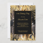 フェザーズブラック金ゴールドブラウンシャンパンバースデーパーティー 招待状 (裏面)