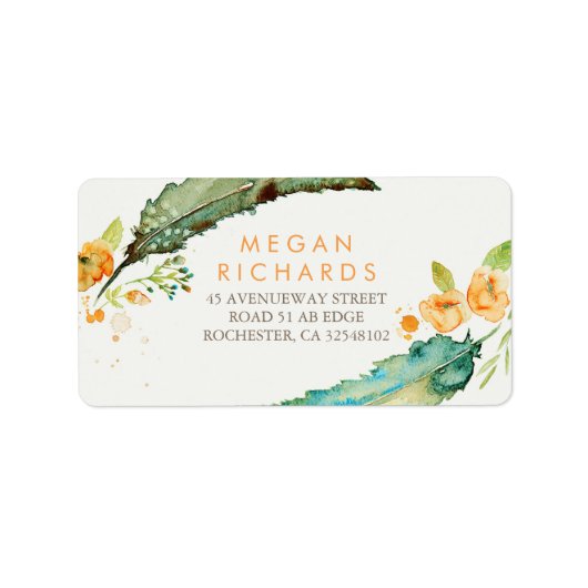 フェザーズボヘミアンロマンチック結婚ティール（緑がかった色） ラベル (正面)