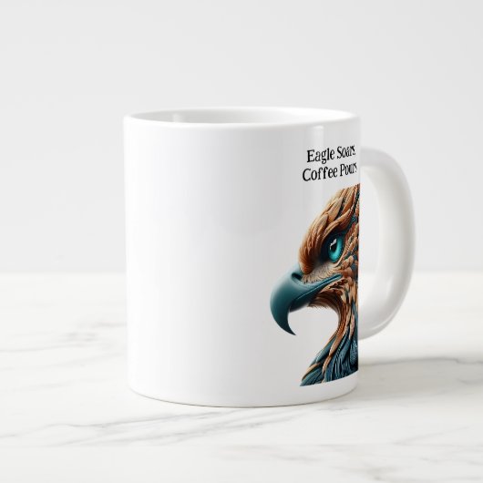フェザードイーグルポートレートイーグルソアーズコーヒードパス ジャンボコーヒーマグカップ (正面右)