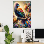 フェザードコン鮮やかドルのアーチ型トップツリーブランチ ポスター (ホームオフィス)