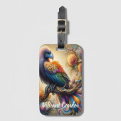 フェザードコン鮮やかドルのアーチ型トップツリーブランチ ラゲッジタグ (正面縦)